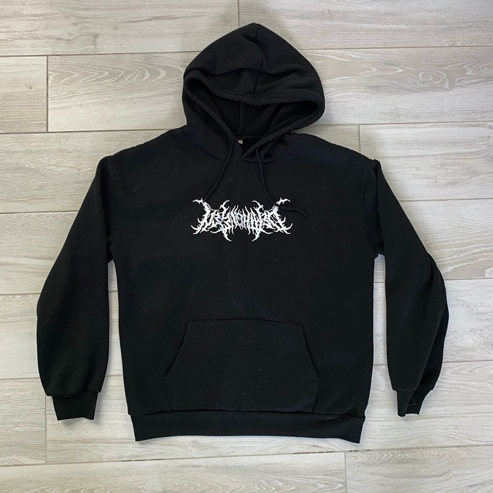 Black Hoodie With Gothic Lettering